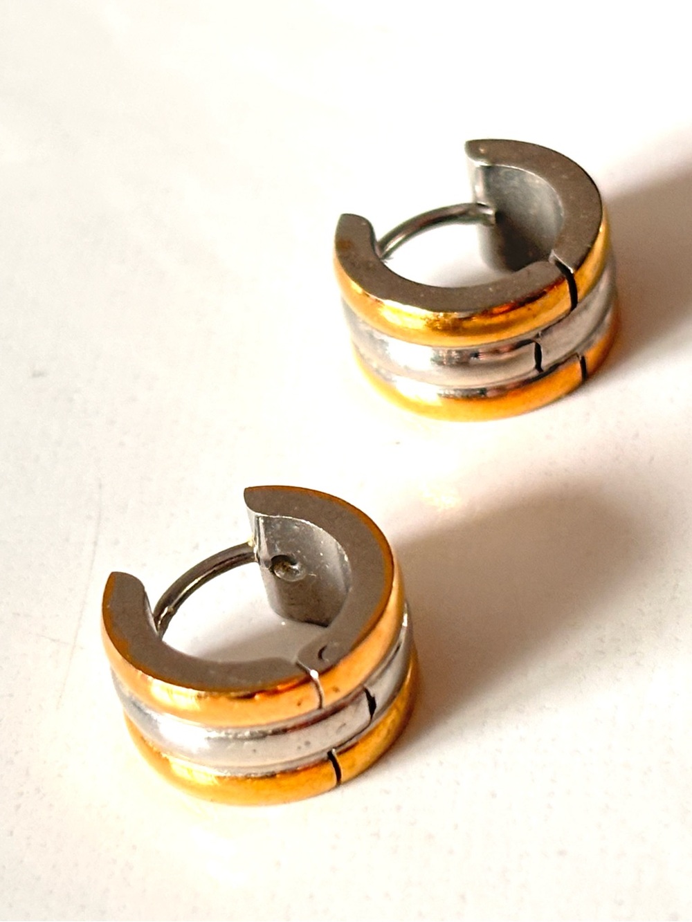 Titanium Triple Carved Huggies Hoop Earrings